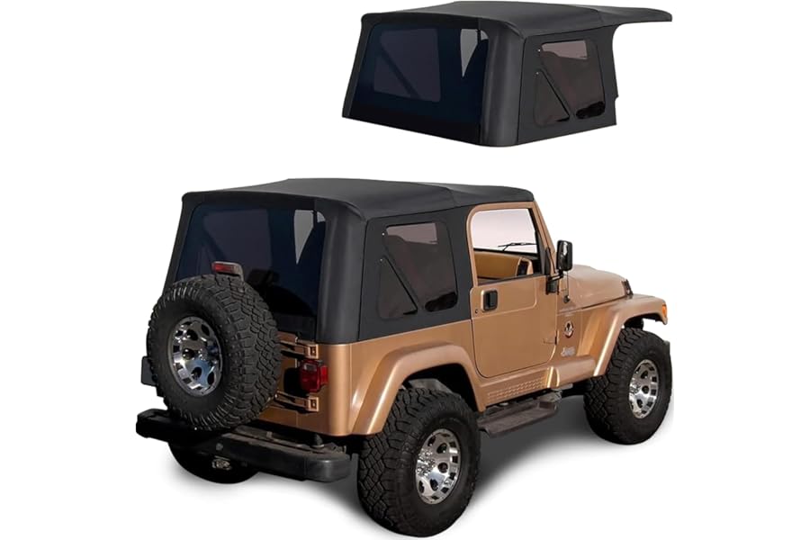 Sierra Offroad Replacement Soft Top, fits Jeep Wrangler TJ Model 1997-2006, Premium Marine-Grade Denim Vinyl, Factory Quality and Precision Fit, Black