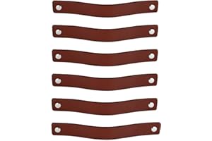 Brute Strength - Poignées en cuir pour meubles - Cognac - 6 pcs - 20 x 2,5 cm - Poignée de meuble, Poignée de porte pour cuisine, salle de bain, armoires, commode, bois