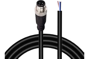 Lonlonty M12 Sensor Connector Aviation Cable - Male 4 pin Straight 6.5Ft/2M Aviation Socket Waterproof Electrical Cable for Industrial Automation Control,Fieldbus Module,Device Network…