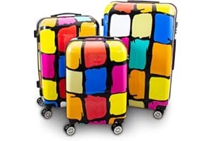BERWIN® Design Koffer Reisekoffer Trolley Hartschalenkoffer Polycarbonat mit 4 Rollen als Set und Einzeln (Patch, 3er Set (M/L/XL))