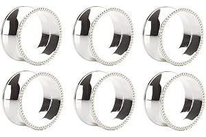 Yalulu 6 Stück Stahl Serviettenringe Servietten Halter Banquet Serviette Ring Dinner Hochzeits Hotel Weihnachten Dekoration Tischdeko (Silber)