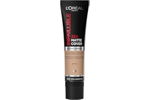 L'Oreal Paris Cover Liquid Foundation, With 4% Niacinamide, Long Lasting, Natural Finish, Available in 20 Shades, SPF 25, Infallible 32H Matte Cover, Shade 110, 30ml