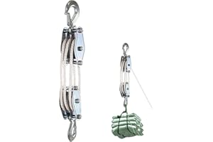 Manolyee Block and Tackle, système de poulie de palan à câble,Palan à poulie à corde pour garage - Poulie robuste à résistance à la rupture de 2200 lb, système de poulie de palan à corde, puissance de