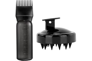 Kisvic Aplikator do olejku do włosów, 2 sztuki, aplikator z grzebieniem korzeniowym, szczotka do masażu, butelka do masażu włosów, niezawodne narzędzie do stylizacji włosów, farbowanie włosów, kolor