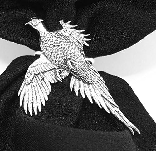 Large Pheasant Bird Scarf Ring, English Pewter, Handmade in Great Britain (ab)
