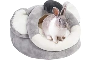 Urijk Panier pour Cochons d'Inde Adulte et Bébé en Peluche avec Coussin Amovible Ultra Doux et Confortable Nid Lit Maison Niche Grotte Abri Chaud pour Hérisson Hamster Chinchilla Écureuil Lapin Chat