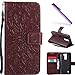 Produktbild COTDINFOR LG K8 Hülle LG K7 Protective Standing Hülle Elegant PU Tasche Leder Flip Schutzhülle im Bookstyle Kartenfächer Magnet Etui Schale für LG K8 / K7 Brown Sunflower KT