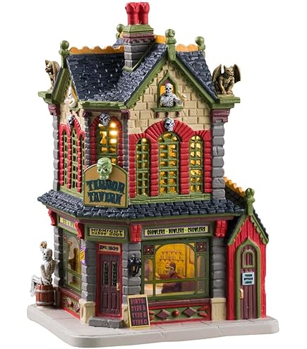Façade De Ville Effrayante Raven Hill Lemax 25919 - Décoration Halloween, Fonctionne Sur Piles 4,5V