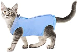 cobee Professioneller Genesungsanzug für Katzen bei Bauchwunden oder Hautkrankheiten, Kätzchen, Chirurgie, Genesungsanzug, E-Halsband-Alternative für Katzen und Hunde, nach Operationen(Größe M, blau)