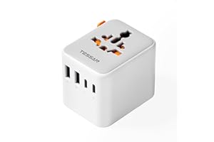 TESSAN Adattatore Universale da Viaggio, Presa Universale da Viaggio con 2 USB C e 2 USB A, Adattatore Spina per Inglese Americana Giappone Australia Tailandia, Presa Internazionale