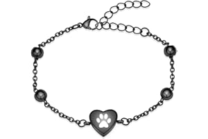 QGJNSGC Braccialetto con urna a forma di zampa di animale domestico, regolabile, per ceneri di animali domestici, in acciaio inossidabile, gioiello commemorativo per cremazione