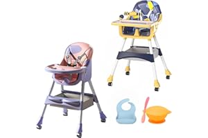 P PARVULÍ PARVULI Tronas de Bebe con Babero y Vajilla de Silicona - Trona de Bebe Evolutiva hasta 25kg - Silla de Comer Portatil para Bebe (Estampado Rosa)