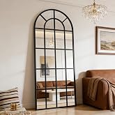 M&amp;Catree Arched Full Length Mirror Large Wall Mirrors Decor for Window-Type Hallway with Frame - Black, 165x60cm | 65" L x 24