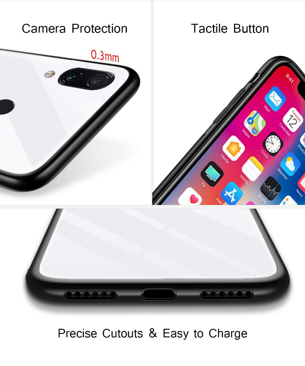 Oihxse Colorido Gradual Cristal Estilo Case Compatible con Redmi 5 Funda Vidrio Templado Trasera Carcasa Borde de Silicona Suave Protectora Ultra Fino Anti-arañazos - Imagen 5