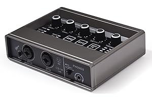 Solinder Audio Interface Audio Interface Professional Recording XLR Audio Interface Reverb 48V Phantom Power Soundkarte 16bit/48kHz Auflösung für Musikaufnahme Plug & Play Online Karaoke
