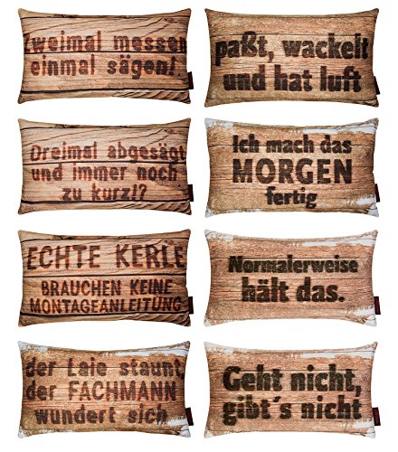 Kissen ca. 27×46 cm Spruch „NORMALERWEISE HÄLT DAS“ aus der Serie „Heimwerker“ im Branding-Look (gefüllt) Farbe allover-braun 1 Stück - 3