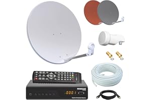 NETSHOP 25 Digital SAT Anlage 60cm + HD Receiver + 10m Kabel + Opticum Single LNB = HD Komplett Set (3 Farben wählbar)