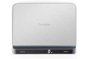 TERRAILLON - PRO USB15 - Balance de cuisine électronique professionnelle, Large plateau Inox 23 x 16 cm, capacité 15 kg, graduation 1 g, Rechargeable USB C, Ecran LED Rétroéclairé - Inox