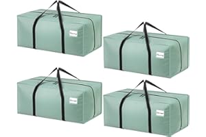 Dntorx 4 Pack 120L Heavy Duty Moving Bags, Waterproof Clothes Storage Bag, Large Packing Bags with Zips for Moving Travelling Camping Garden Tools