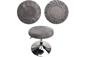 ‎HUALISIJI HuaLiSiJi Hocker Bezug Rund Grau Luxuriöser Stoff, Durchmesser 30-40cm, Rund Dehnbar Knitterfrei Waschbar Staubdicht Hocker Bezug (1Pcs Grau)