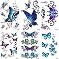 Butterflies Temporary Tattoos for women sexy 6 Pcs by Yesallwas,Waterproof long lasting Fake Tattoos Stickers for Arms Shoulders sexy body tattoos 6cmx10.5cm/2.36x4.13 inches (LxW)