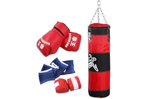 PONGNAS Ensemble de Sac de Boxe, Sac de Sable pour Enfants, entraînement de Boxe Sac Lourd Fitness Sac de Sable Exercice entraînement Sac de Frappe Vide avec et