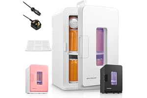NORTHCLAN Mini Fridge 15L, 21 Cans Mini Fridges for Bedrooms | AC+12V DC Power Small Fridge for Car, Office, Travel | Max & ECO Mode, Thermoelectric Cooler and Warmer | for Skincare, Beauty, Drinks | White