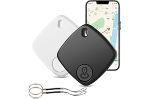 ATSHLD Smart Air Tracker Tag 2 Pezzi, Localizzatore Chiavi Bluetooth Compatibile con Apple "Dov'è" (Solo iOS, Non Supportato Android), Trova Oggetti per Chiavi, Bagagli, Zaini, Valigie, Bianco e nero