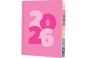 RILEYS & CO Rileys Agenda Journalier 2026, Planner 2026 Scolaire et Familial, Semainier et Planificateur Hebdomadaire Mensuel, Agenda Professionnel à Spirale pour Fille (Chunky, Rose, 20 x 15 cm, Français)