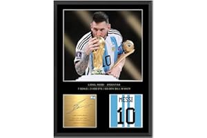 S STEEN Signed Lionel Messi A4 Photo Display With Frame Included | Gift For Football Fans | Gift For Lionel Messi Fans | Football Memorabilia | World Cup Memorabilia | Football Wall Art