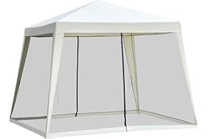 Outsunny Tonnelle Barnum Style Colonial dim. 3L x 3l x 2,45H m 4 moustiquaires 2 zippées Beige Noir