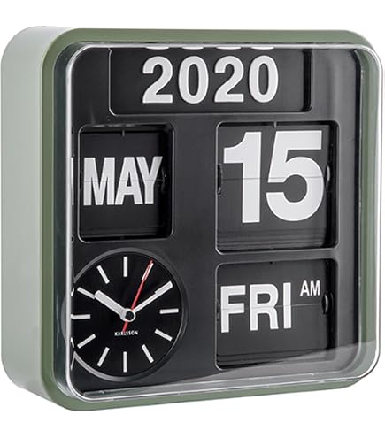 KARLSSON BOOK CLOCK 置時計 本型時計 ポストモダン Y2K Karlsson KA5364WD Calendar Wall Clock-Plastic Mini Flip, Brown