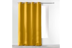 Douceur d'Intérieur ABSOLU MOUTARDE-Cortina con Ojales (Microfibra), Poliéster, Mostaza, 140 cm x 260 cm
