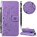 Produktbild WIWJ Schutzhülle für Galaxy S9 Plus Handyhülle Leather Case für Galaxy S9 Plus Hülle [Impressum Pflaumenblüte Lanyard Leder Handy Shell]Hülle für Samsung Galaxy S9 Plus-Lila