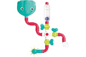 LUDI - Circuit d’Eau à Construire - Jouet de Bain pour Bébé à Ventouser - 14 Pièces à Assembler avec Moulin et Arroseur - Modulable, Evolutif et Éducatif - Jeu de Construction à Partir de 18 Mois