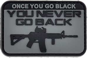 LA PATCHERIA Patch Once You Go Black - You Never Go Back 7.5x5cm - Patch 100% Gomma con strappo originale Hook Cucito sul Retro per Decorare Giacche, Zaini, Uniformi