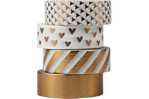 EDGEAM Gouert 4 Rotoli Washi Tape Set 10m x 15mm Nastro Decorativo Foil Rame Scrapbooking per Forniture Artigianali Fai da te e Decorazioni