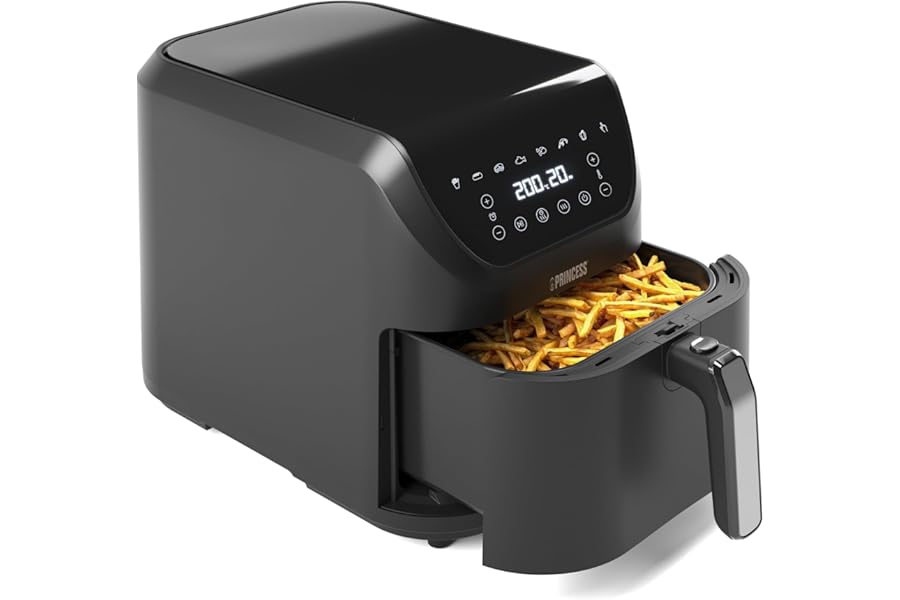 Princess SlimFry Oil Free Fryer - Space Saving Design - BPA Free - 8 L - 8 Programs - Adjustable Temperature and Timer - 2 000 W - 182256