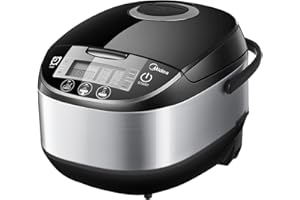 Midea Rice Cooker With Steamer,10 cup, 5 Litre, 11 Multicook Functions, LED display, Warmer, 24-Hr Delay Timer, Fuzzy Logic,Non-Stick Removable Inner Pot (Black)
