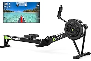 MettleMatic Máquina de remo plegable para el hogar: máquinas de remo profesionales con 10 niveles de resistencia al aire, pantalla inteligente Bluetooth retroiluminada, carga de 160 kg