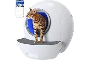 ELS PET Automatisches Katzenklo: WiFi Selbstreinigende Katzentoilette mit APP Steuerung/Max Kapazität/LED Alert Licht, Katzenklo Selbstreinigend für Mehrere Katzen, Weiß