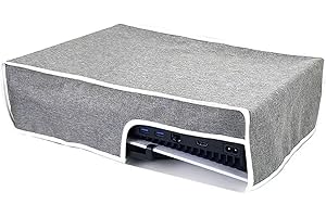 Roipin Horizontal Dust Cover for PS5 Slim Console, Waterproof Protection, Scratch Resistant Protection Dust Cover for PlayStation 5 Slim Digital & Disc Edition, Grey