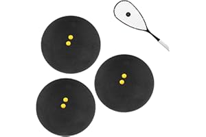 WanderGo Squash Balls, 3Pcs Squash Balls Double Yellow Dot, 38-40mm Squash Ball, Pro Double Yellow Squash Ball for Elite Competition/Training