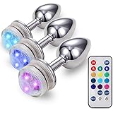 Roomfun Edelstahl Anal Plug Metall Buttplug Anal-Dildo Analsexspielzeug Mit Led Light 16 Farben Ändern Sich, Helligkeit Kann 