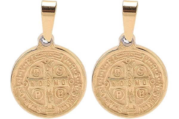2 stycken Sankt Benedictus-medalj St Benedictus elegant rostfritt stål Sankt Benedictus Hängsmycke Präglat Dubbelsidigt Hängs