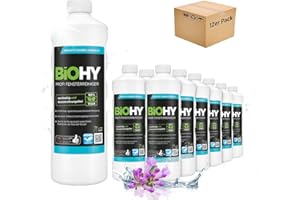 BiOHY Limpiacristales profesional (12 botellas de 1 litro) | Limpiador concentrado de vidrios, para de ventanas | Limpieza optima de vidrios, ventanas y espejos (Fensterreiniger)