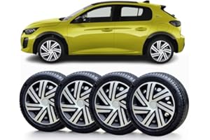 SOLIP 15 inch wheel trims, Set of 4 for Peugeot 208 207 307 308 108 Alloy wheels look Silver/Black Full Set Hub caps wheel trims 15 / colour choice (5cr)