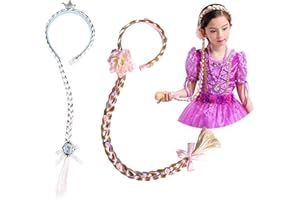 Amycute Haarschmuck Mädchen, Haarsträhnen Kinder, Haarreif Prinzessin Zopf geflochten Haartei Kinder für Party Cosplay Kostüm