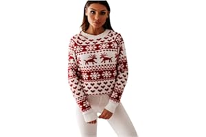 GÉNÉRIQUE Pull de Noel Femmes Hiver Moche Noël Drole Sweat Chaud Christmas Jumper Manches Longues Doux Confortable S-XXL