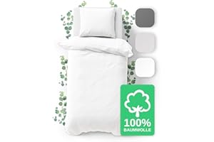 ‎JACOBSON JACOBSON Bettwäsche 135x200 Set - 100% Baumwolle Bettbezug 135x200 cm + 1 Kissenbezug 80x80 cm, Perkal Bettwäsche 2-teilig mit Reißverschluss (135x200cm, Weiß, 2-teilig)